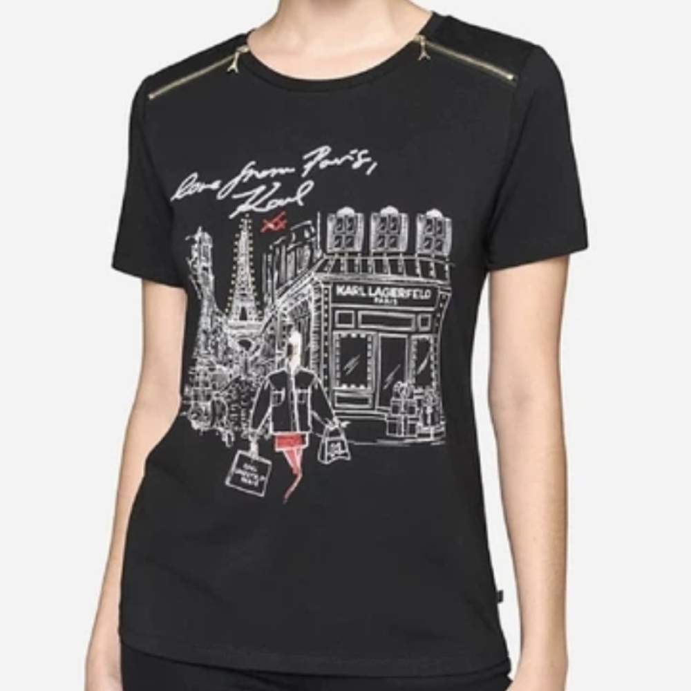 Karl Lagerfeld Black Paris Graphic Tee